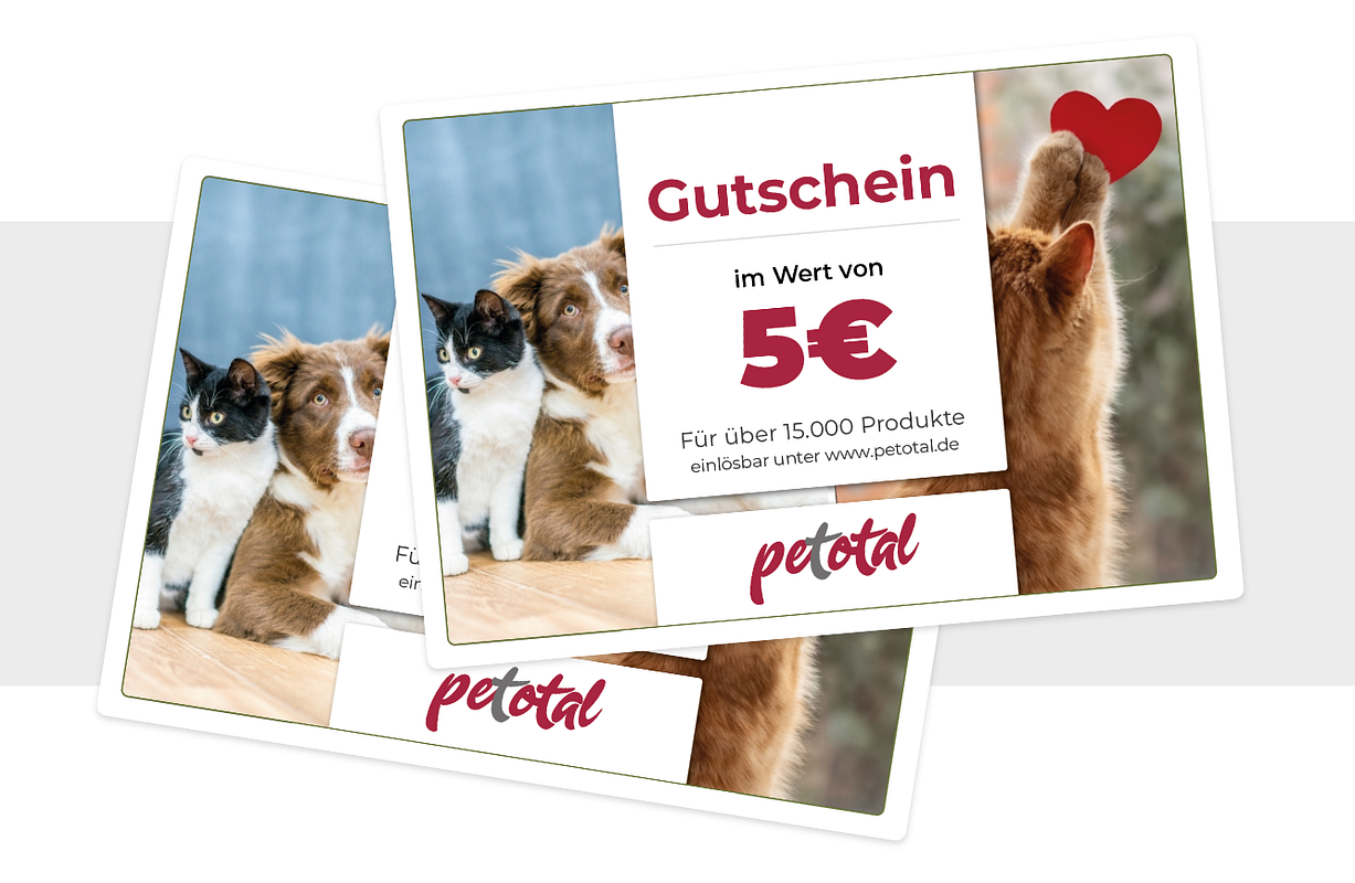 Sie erhalten einen 5€-Gutschein bei Anmeldung zum petotal-Newsletter