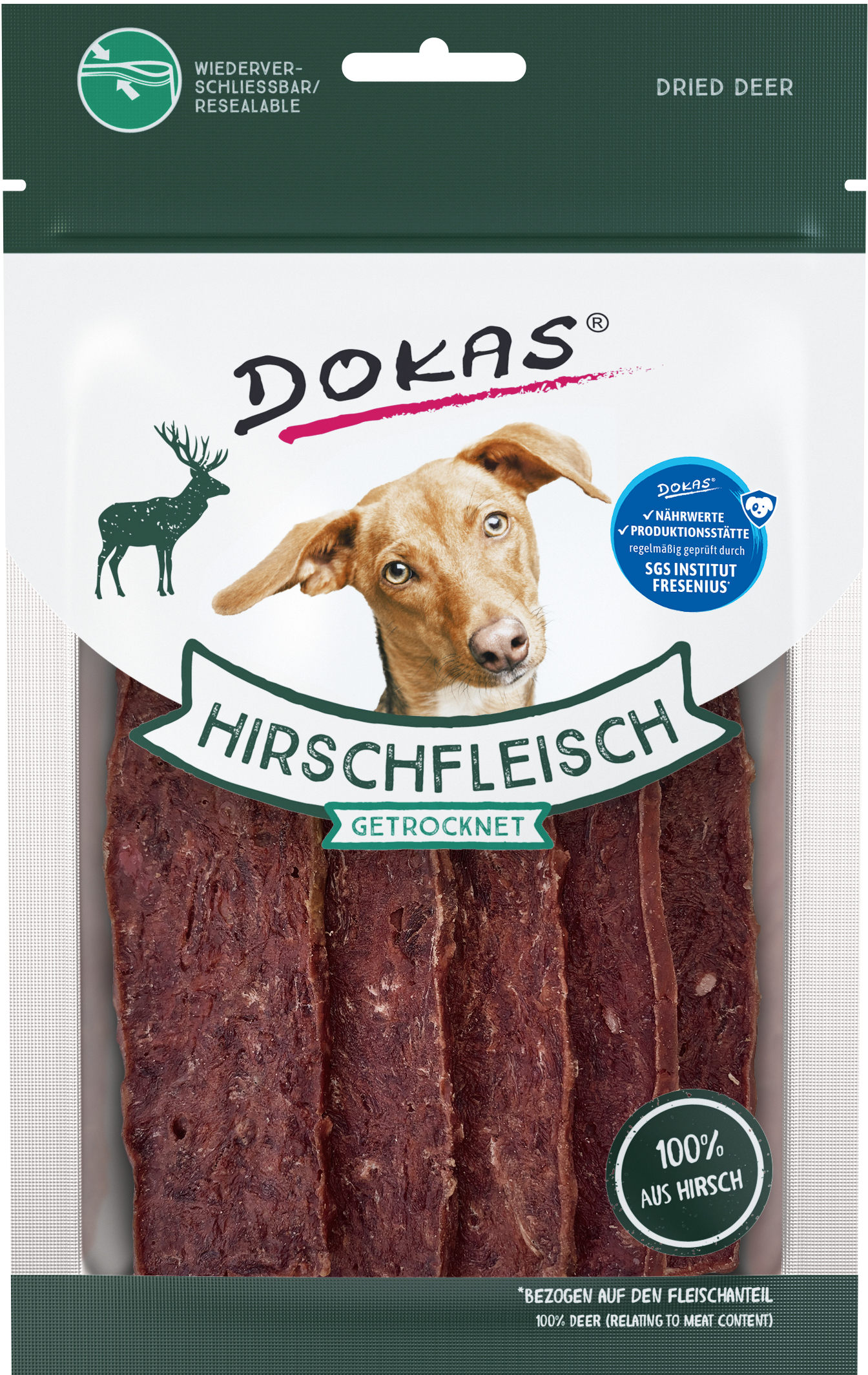 DOKAS Hirschfleisch getrocknet Hundesnacks