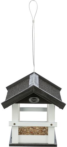 TRIXIE Futterhaus zum Aufhängen, Kiefernholz, 36 × 25 × 25 cm, schwarz/weiß