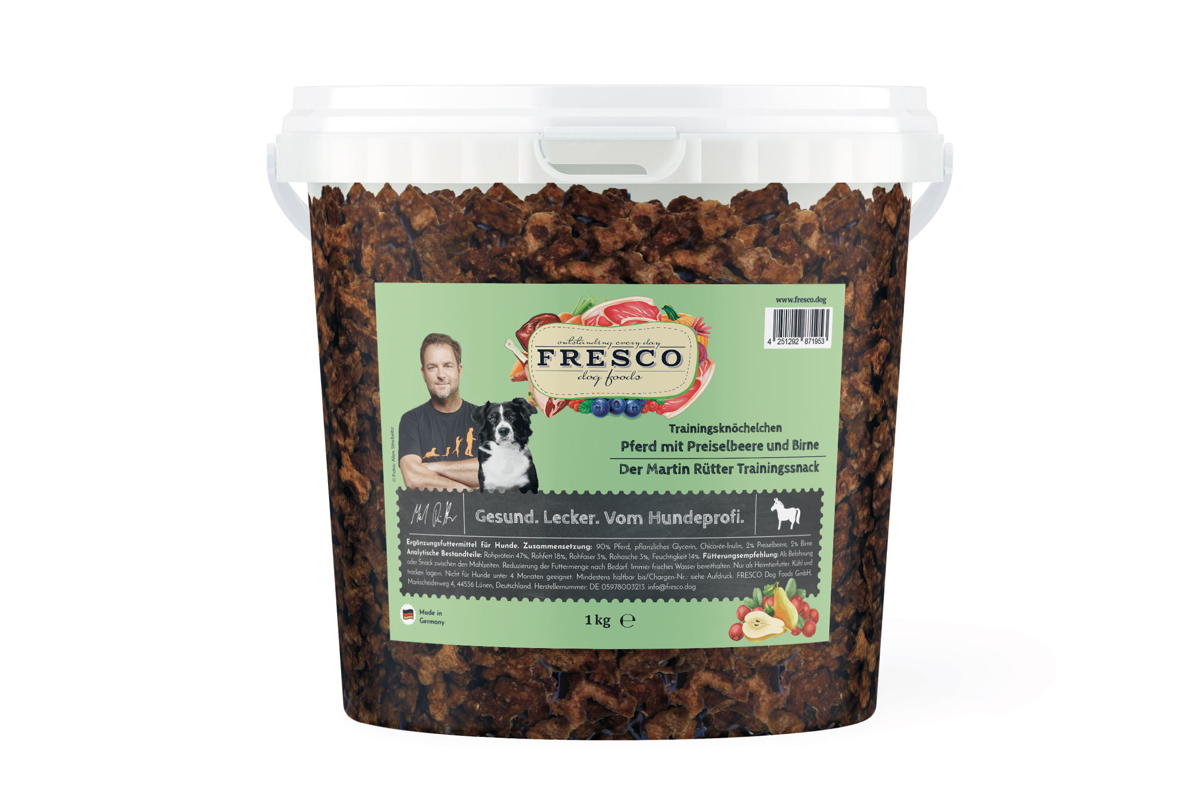 FRESCO Martin Rütter Trainingsknöchelchen Pferd mit Preiselbeeren und Birne (1kg-Eimer) 1000g