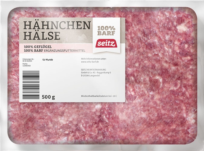 Seitz Hähnchenhälse gewolft Spezialfutter / Frostfutter für Hunde