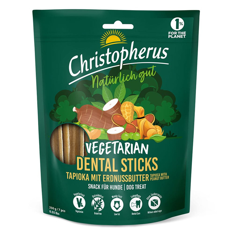 Christopherus 20 x 250g Vegetarian Dental Stick-Tapioka+Erdnussbutter
