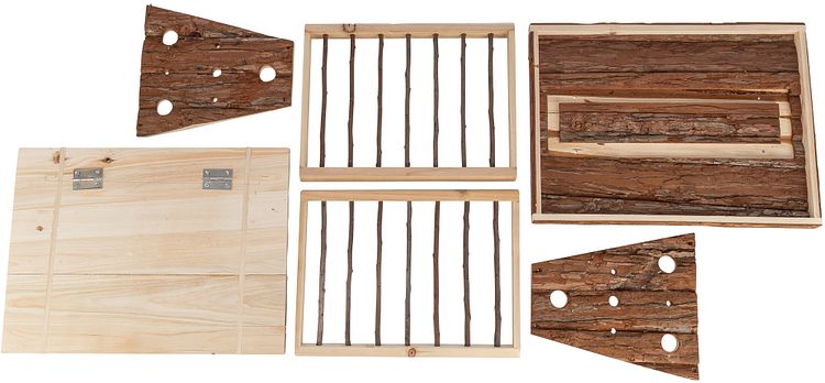 TRIXIE Heuraufe mit Boden und Dach, Rindenholz, 40 × 22 × 30 cm