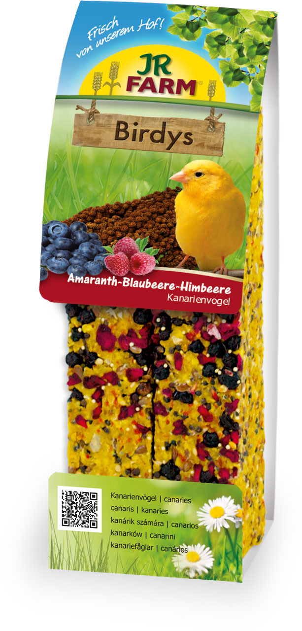 JR FARM Birdys Kanarienvogel Amaranth-Blaubeere-Himbeere (2 Stück) 130g Vogelsnack