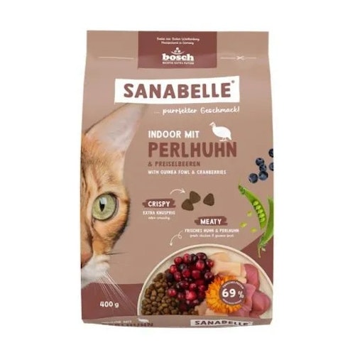 Sanabelle 400g Indoor mit Perlhuhn Katzentrockenfutter