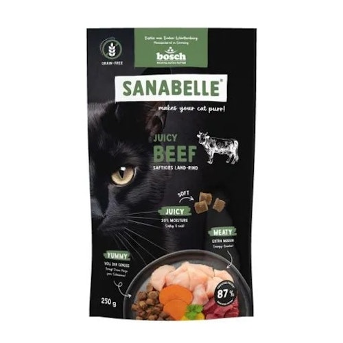 Sanabelle 1 x 250g Juicy Land-Rind Katzentrockenfutter