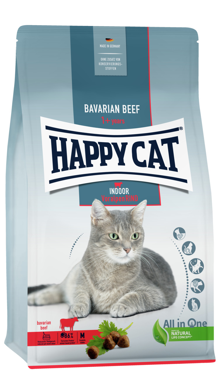HAPPY CAT Supreme Indoor Adult Voralpen-Rind Katzentrockenfutter