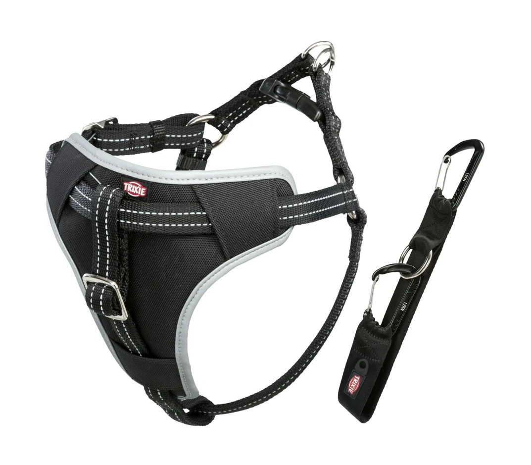 TRIXIE Auto-Geschirr Comfort, S–M: 40–55 cm/17 mm, schwarz