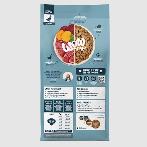 WOW Senior Ente 12kg Hundetrockenfutter