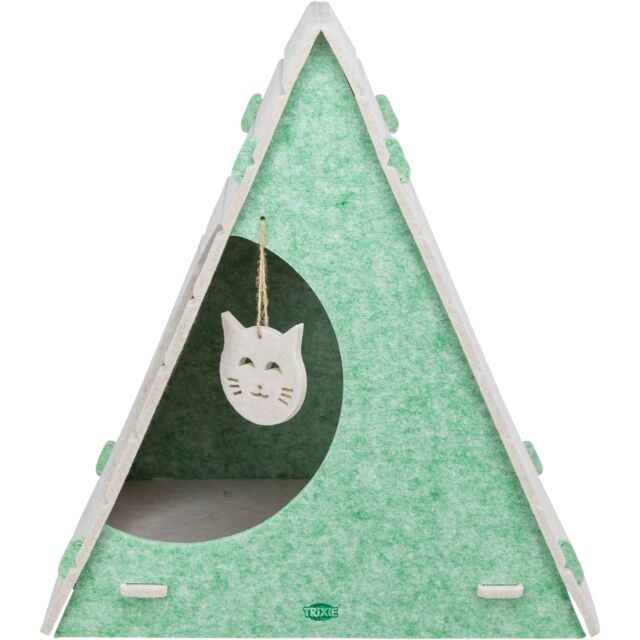 Höhle Lucy, Filz, dreieckig, 46 × 50 × 38 cm, sand/grün