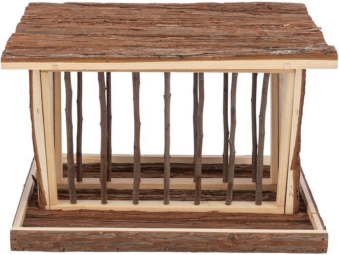 TRIXIE Heuraufe mit Boden und Dach, Rindenholz, 40 × 22 × 30 cm