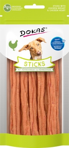 DOKAS 1 x 60g Sticks Hühnerbrust & Hühnerherz Hundesnack