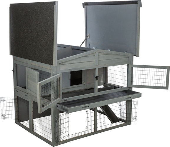 Kleintierstall XL, 2-stöckig, 135 × 115 × 112 cm, grau