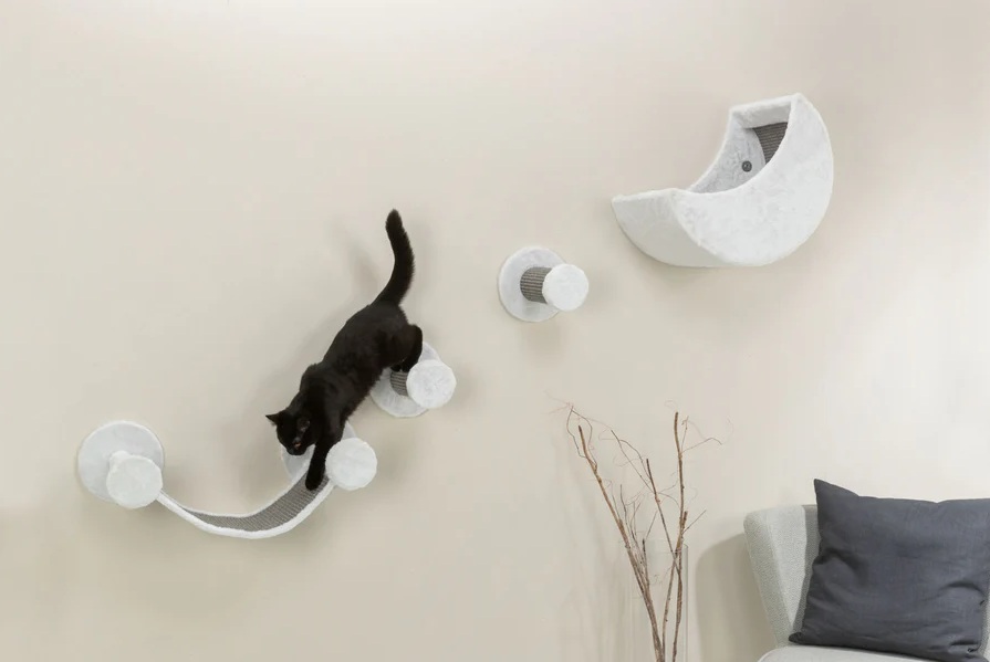 TRIXIE Wandset, Plüsch, 4 Teile, weiß/grau