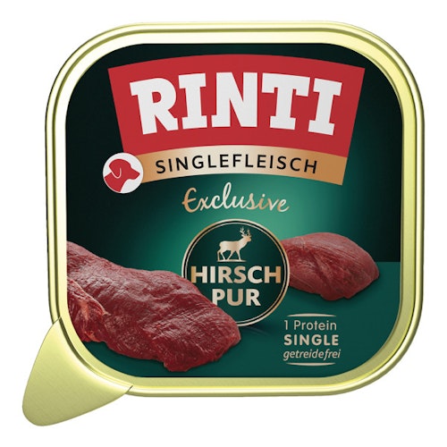 Rinti Singlefleisch Excusiv Schale 5x150g Hirsch PUR Hundenassfutter