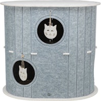 Höhle Mara, Filz, 2 Etagen, oval, 66 × 62 × 46 cm, sand/grau