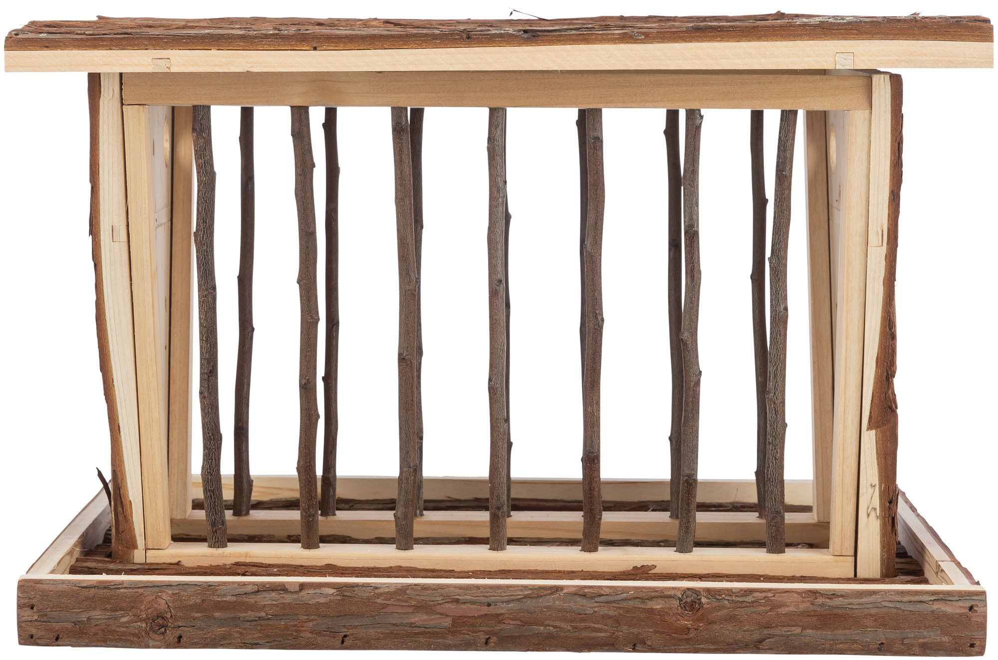 TRIXIE Heuraufe mit Boden und Dach, Rindenholz, 40 × 22 × 30 cm