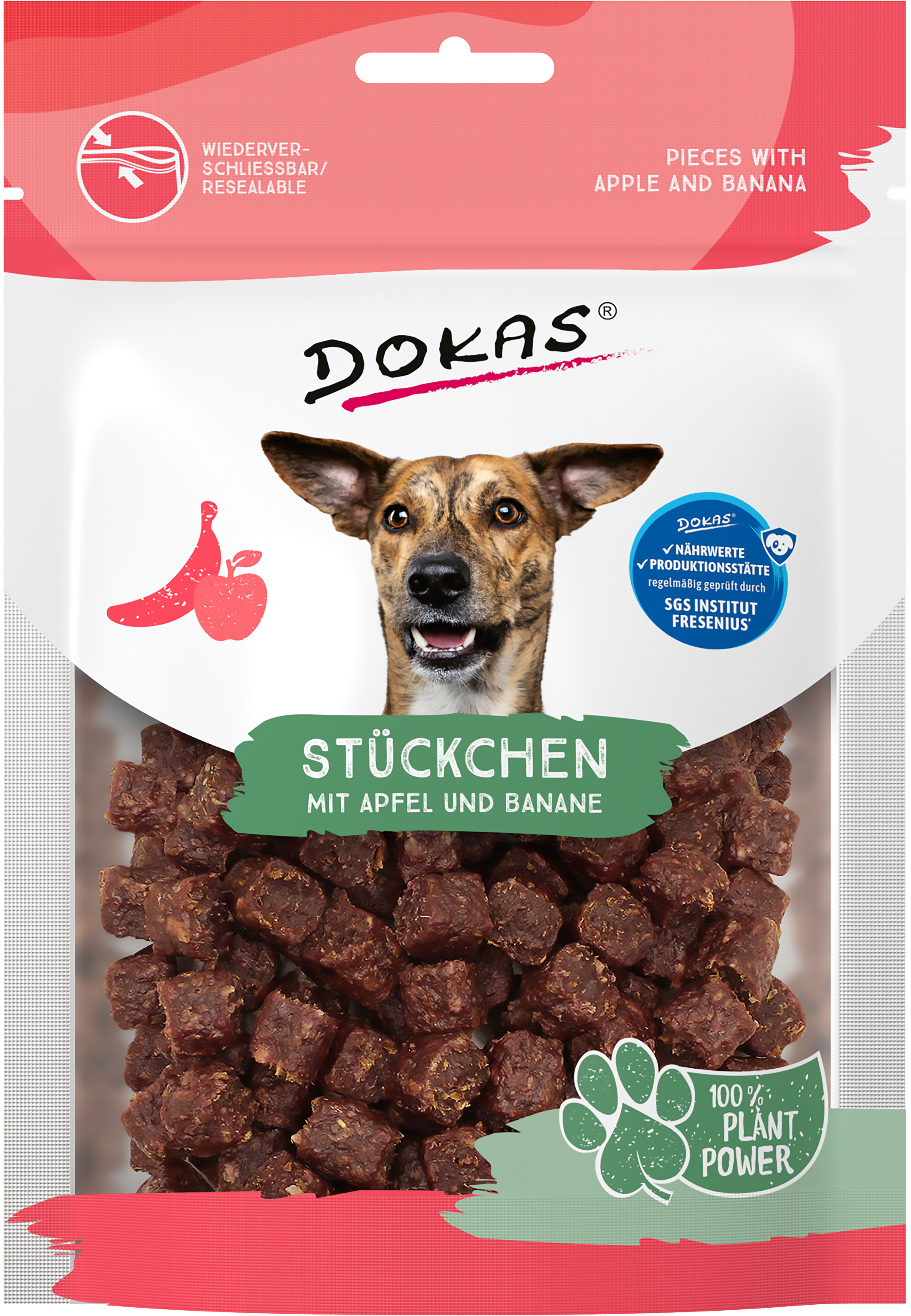 DOKAS 1 x 105g Stückchen Apfel+Banane Hundesnack