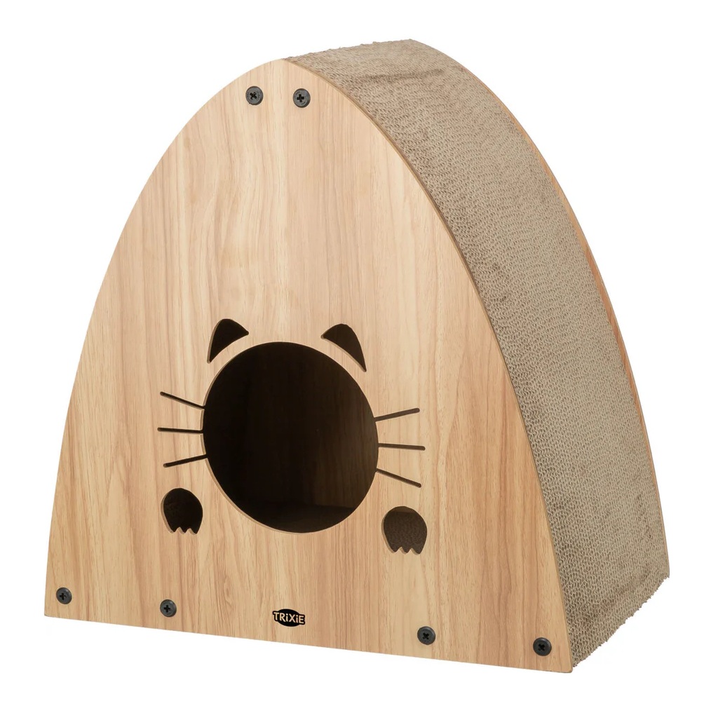 TRIXIE Kratzhaus, Kratzpappe/MDF, 48 × 48 × 28 cm, hellbraun