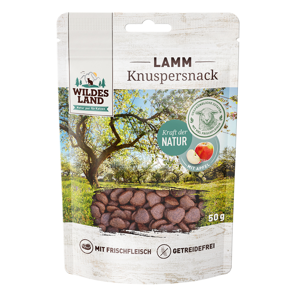 WILDES LAND Katze 50g Knuspersnack Lamm mit Apfel