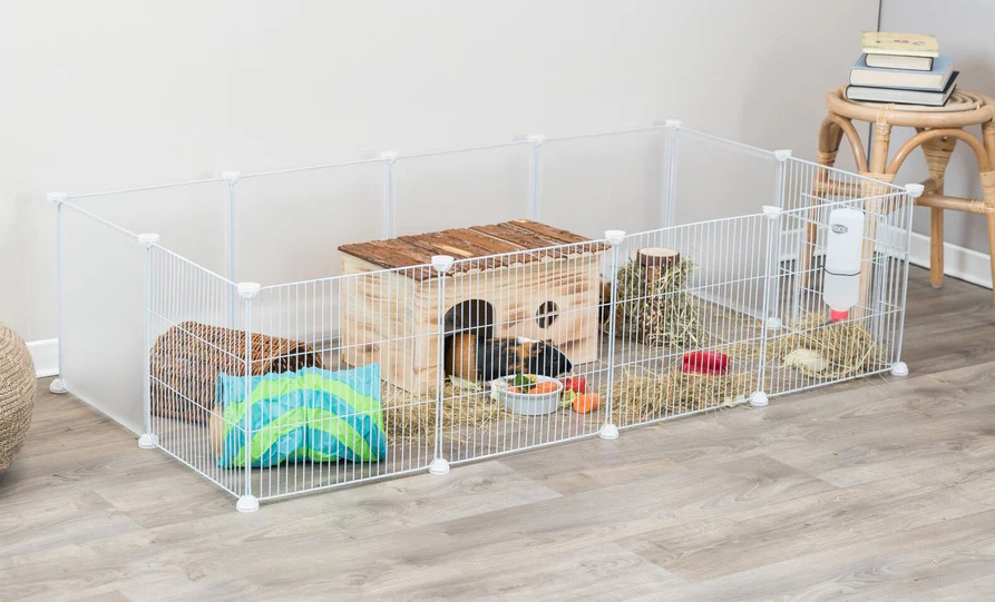 TRIXIE Indoor Freilaufgehege, Metall/Kunststoff, 140 × 35 × 70 cm, weiß