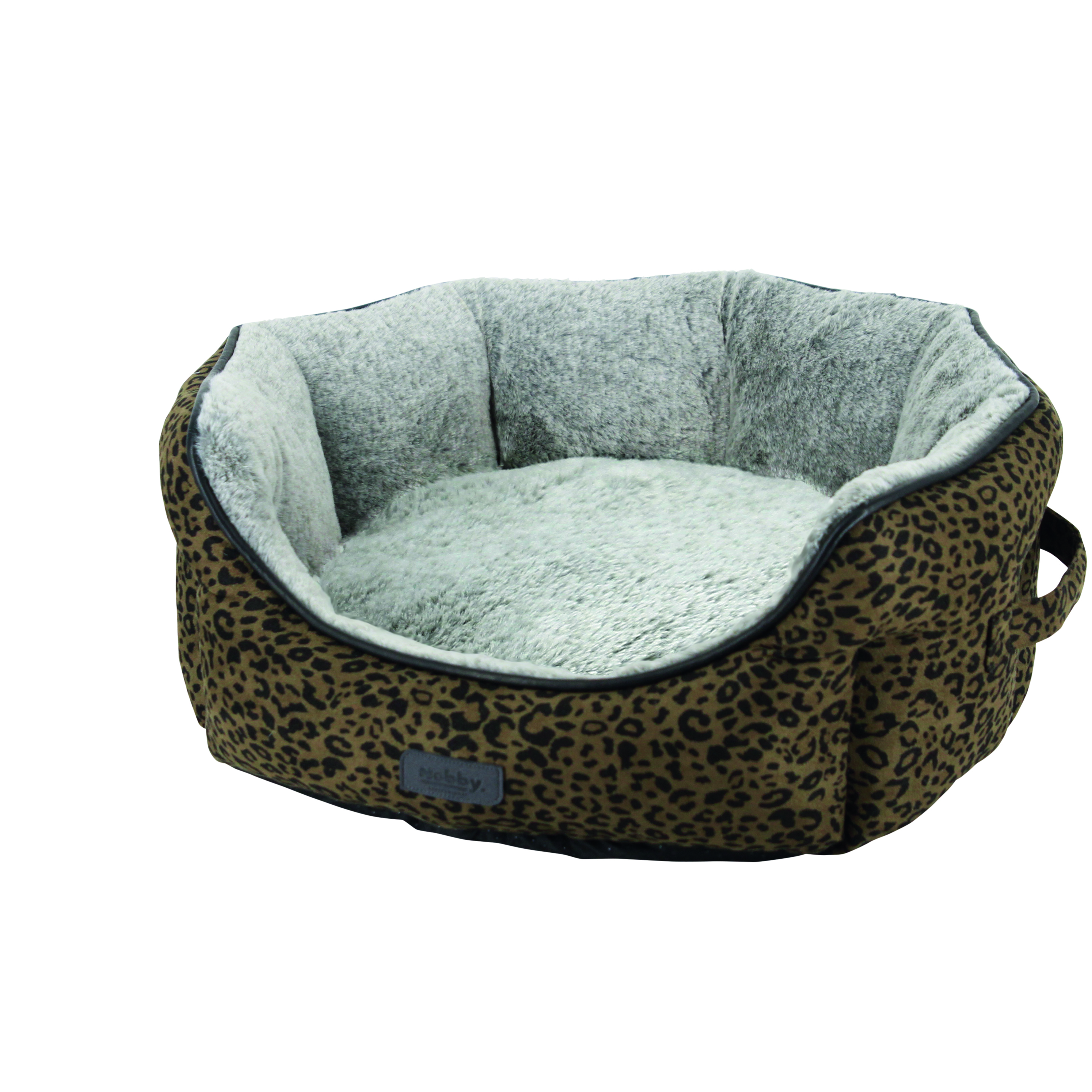 NOBBY Komfort Bett oval "LEO" leopard braun 45 x 40 x19 cm