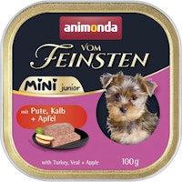 animonda Vom Feinsten Junior Mini Schale 16x100g Pute,Kalb & Apfel Hundenassfutter