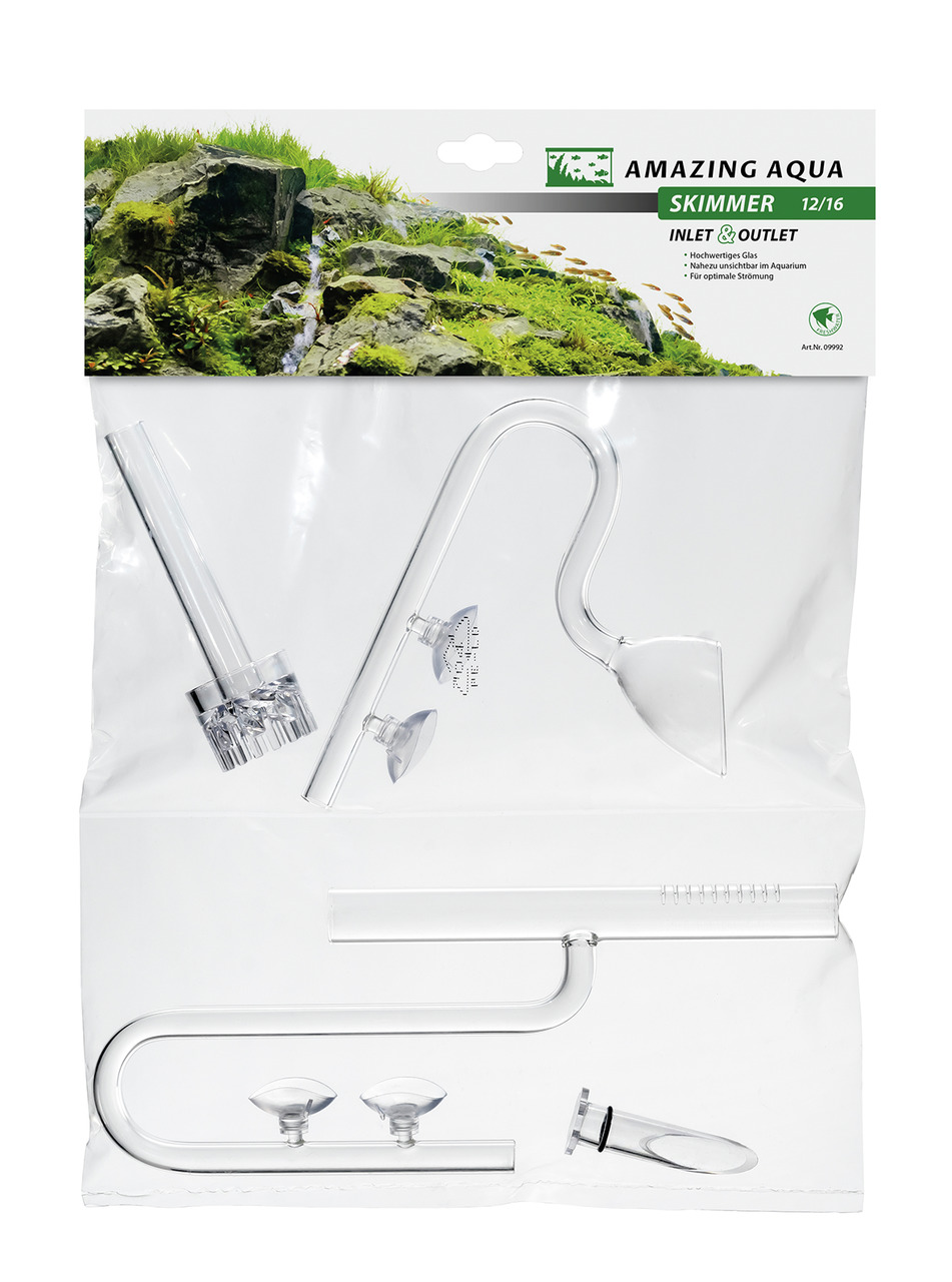 Amazing Aqua Glas Ein-/Auslass mit SkiMillimeterer 12 Millimeter  Zubehör