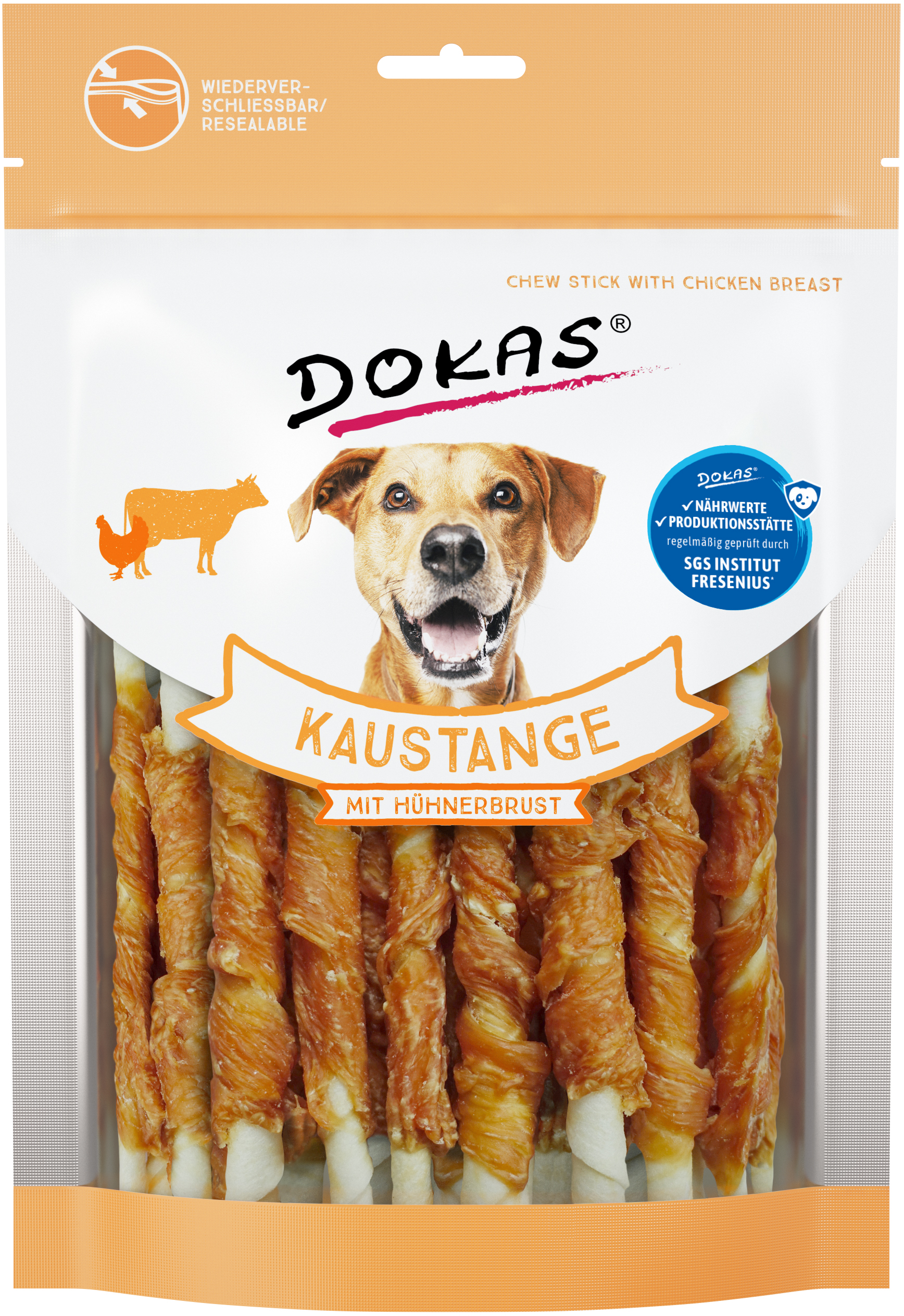 DOKAS Kaustange mit Hühnerbrust Hundesnack