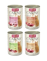 animonda Carny Adult 24 x 400g Mixpaket (Huhn&Shrimps,Huhn&Ente,Huhn&Kaninchen,Pute&Huhn) Katzennassfutter