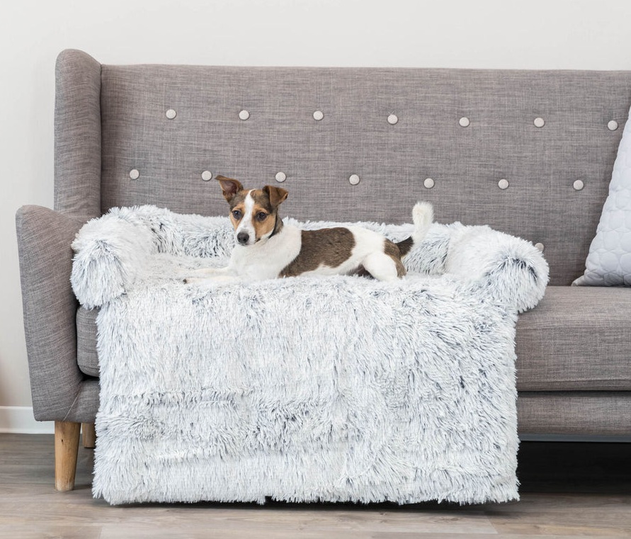 TRIXIE Polster-Schondecke Harvey, eckig, 90 × 90 cm, weiß-schwarz