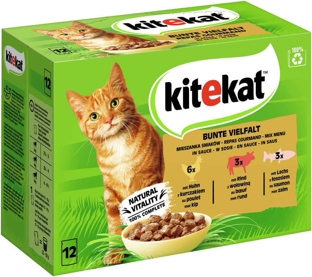 KITEKAT BunteVierfalt in Sauce 12 x 85 Gramm Katzennassfutter
