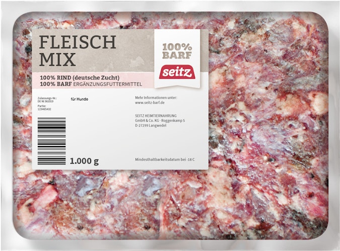 Seitz Fleisch-Mix gewolft Spezialfutter / Frostfutter für Hunde