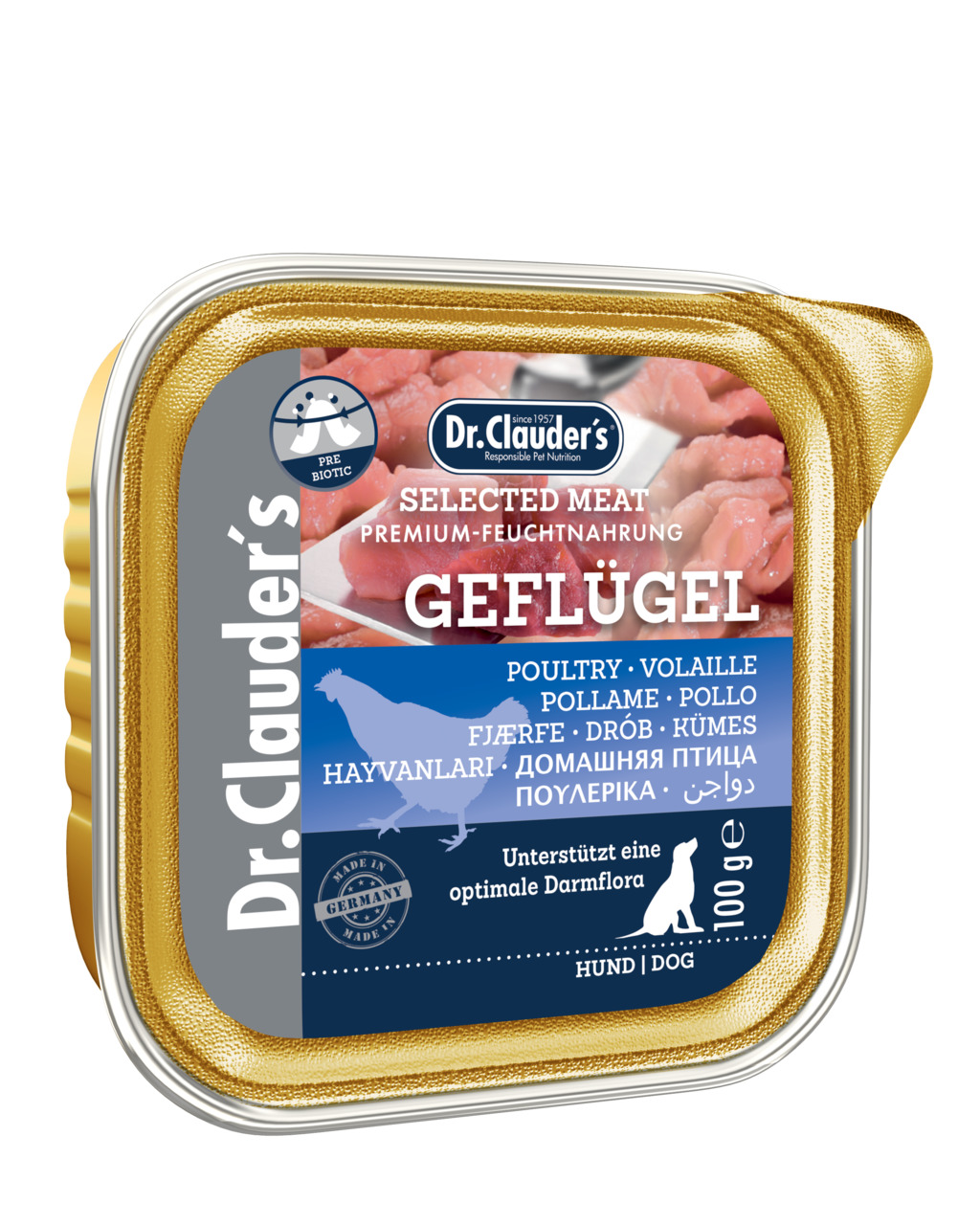 Dr. Clauder's Selected Meat Pre Biotics 100g Schalen Hundenassfutter