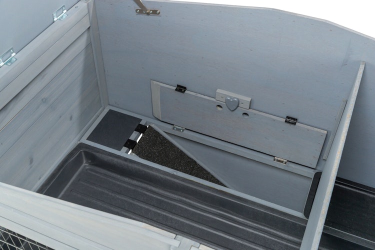 Kleintierstall mit Freilaufgehege, 124 × 102 × 78 cm, grau