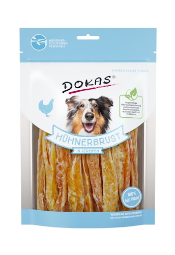 DOKAS Hühnerbrust in Streifen Hundesnack