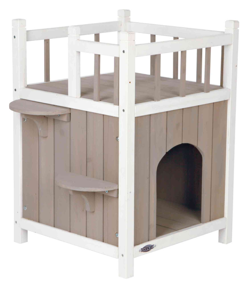 TRIXIE natura Cat's Home mit Balkon 45x45x65cm grau/weiß