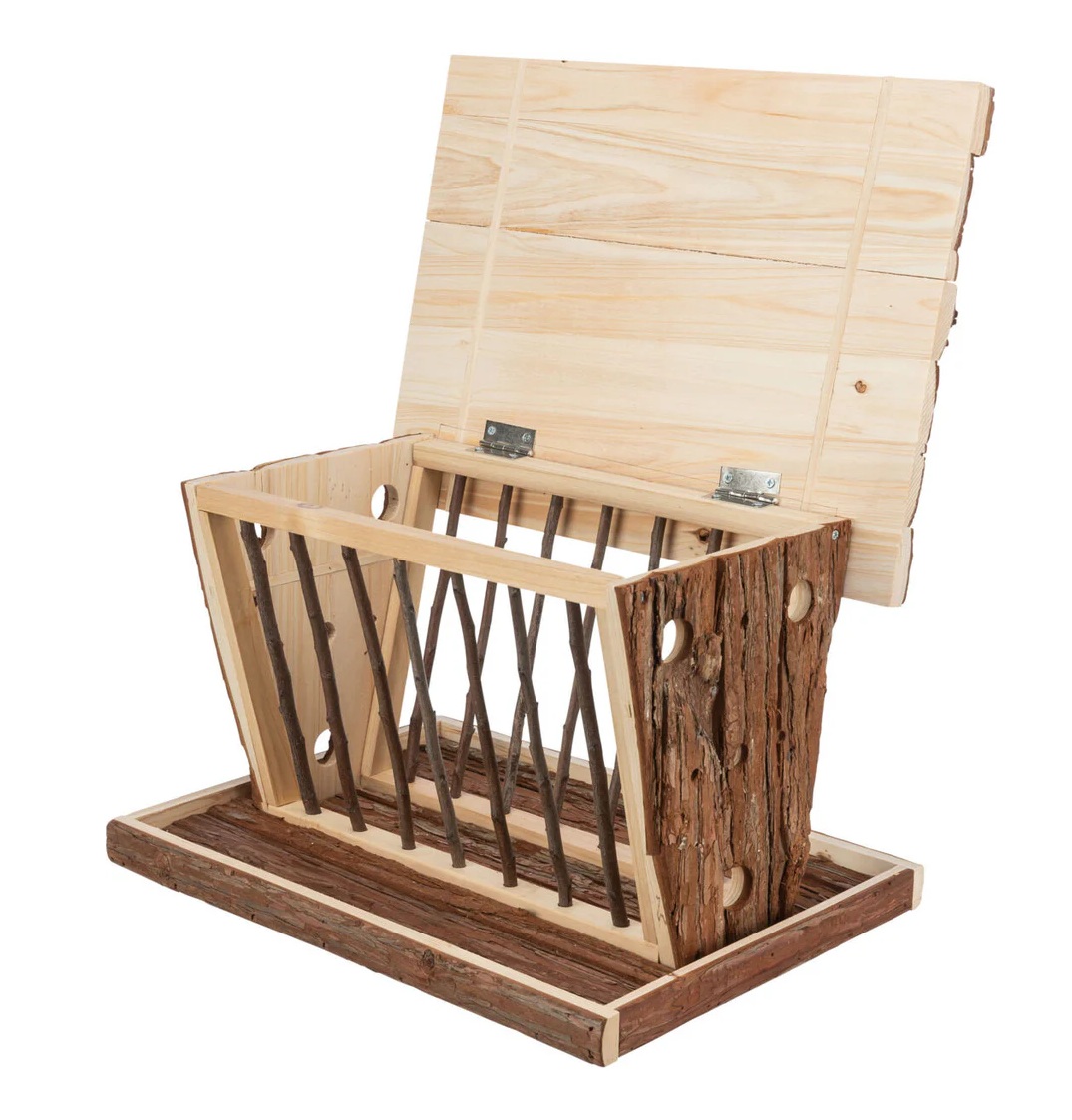 TRIXIE Heuraufe mit Boden und Dach, Rindenholz, 40 × 22 × 30 cm