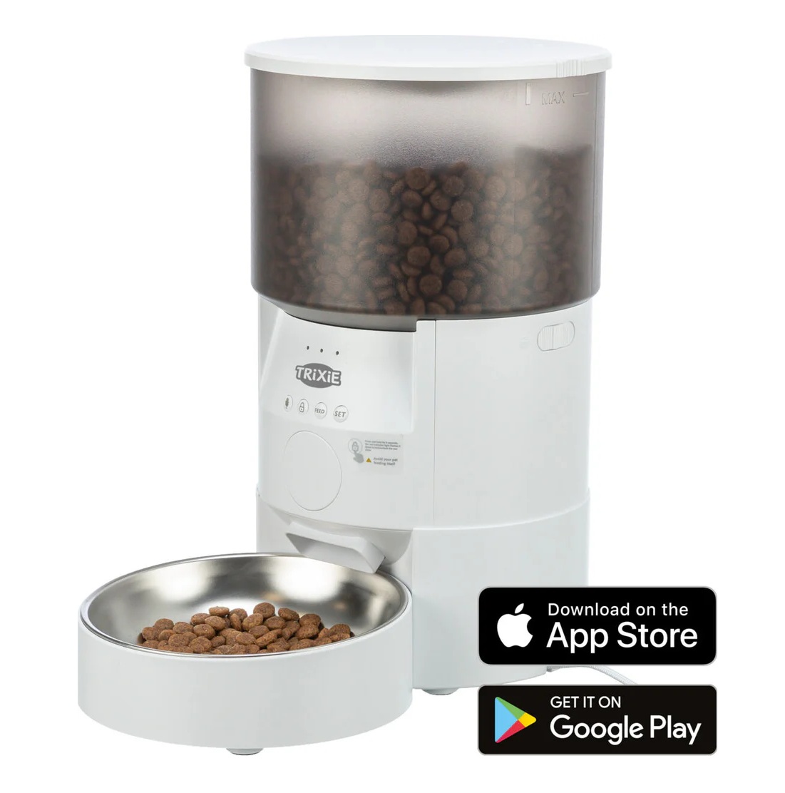 TRIXIE Futterautomat TX-S Smart 3.0L, 3 l/18 × 31 × 18 cm, weiß