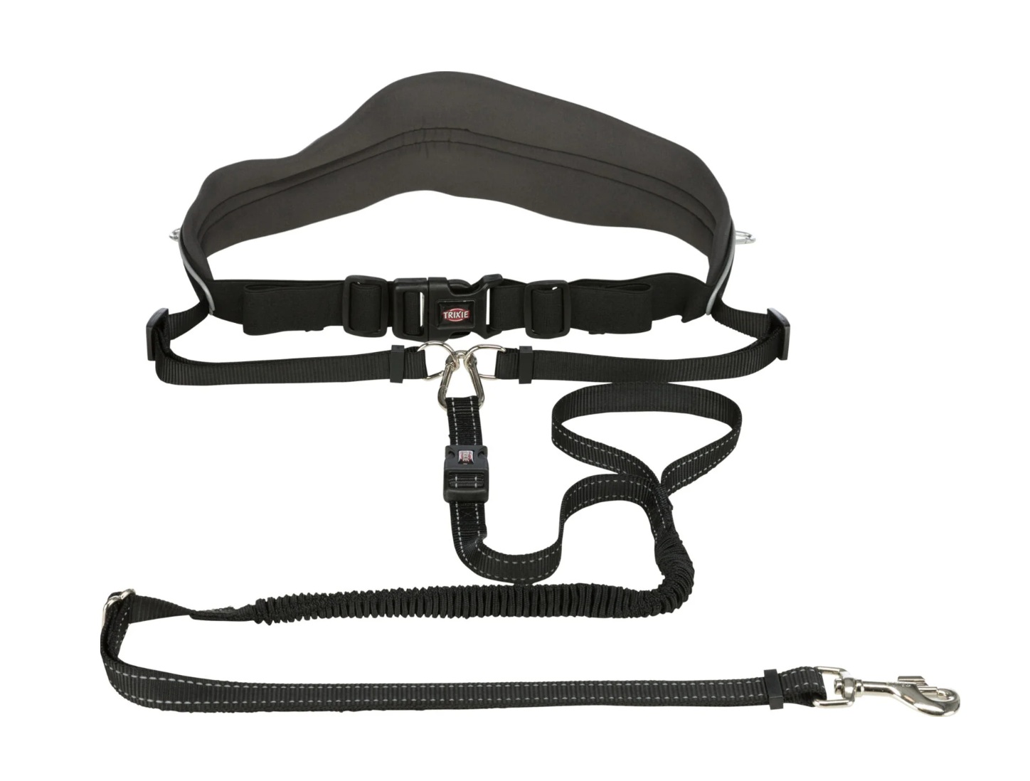 TRIXIE Bauchgurt mit Leine, breit, neoprengepolstert, Gurt: 70–120 cm/12 cm,  Leine: 1,10–1,50 m/20 mm, sch
