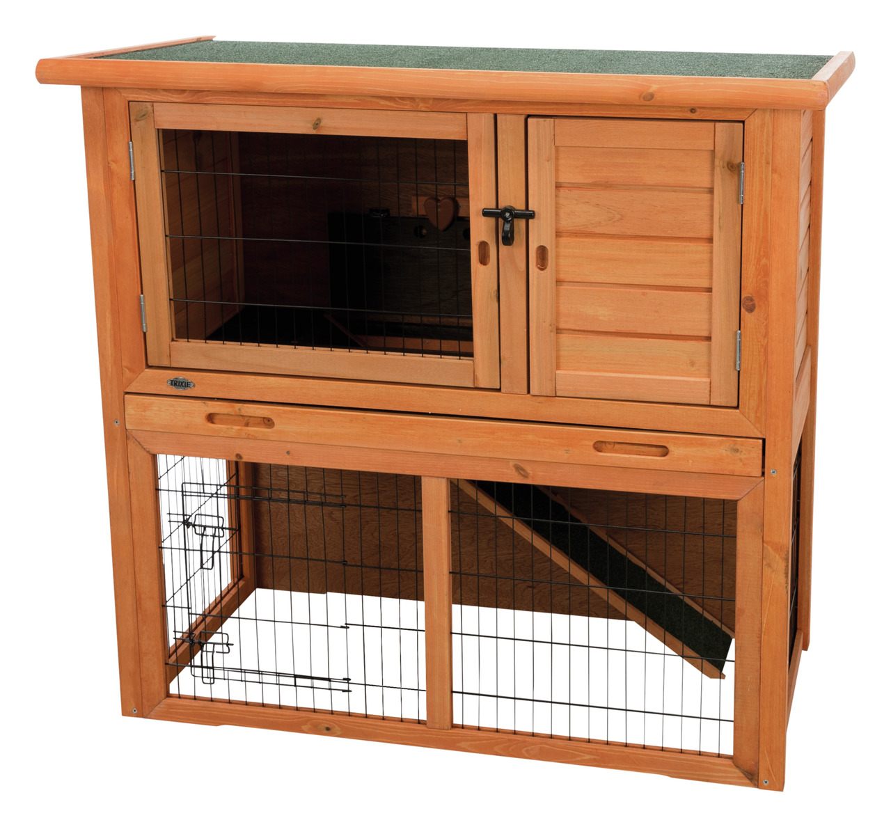 TRIXIE natura Kleintierstall mit Freilaufgehege 104x52x97cm braun