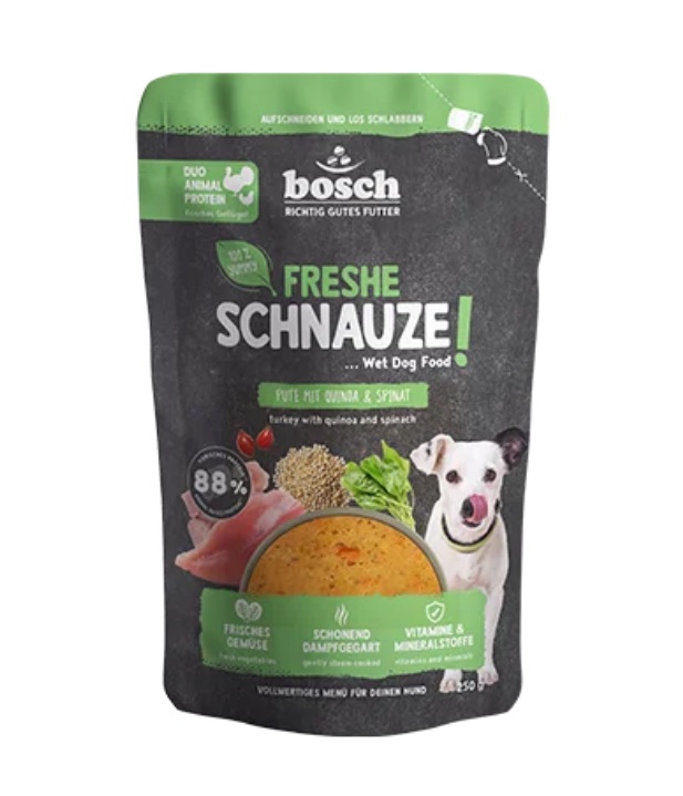 BOSCH Freshe Schnauze 250g Pute, Quinoa & Spinat Hundenassfutter