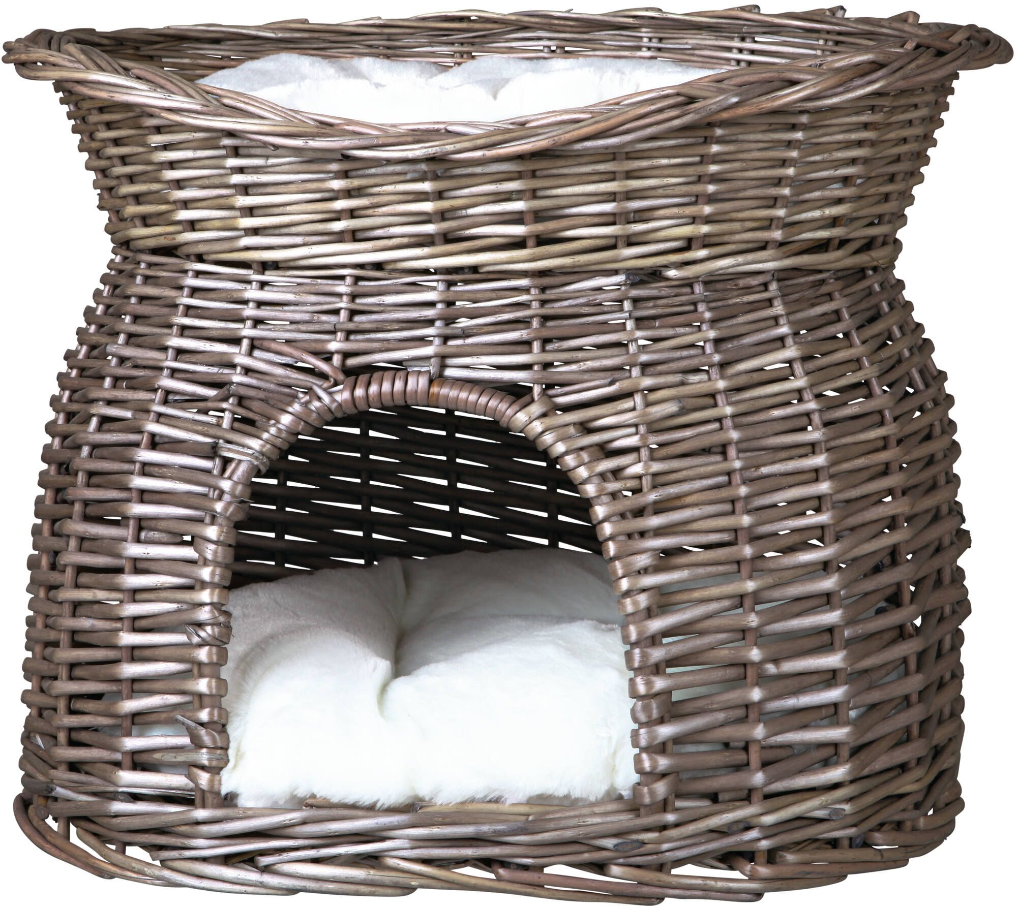 TRIXIE Korbhöhle mit Liegedach, Weide, 54 × 43 × 37 cm, grau