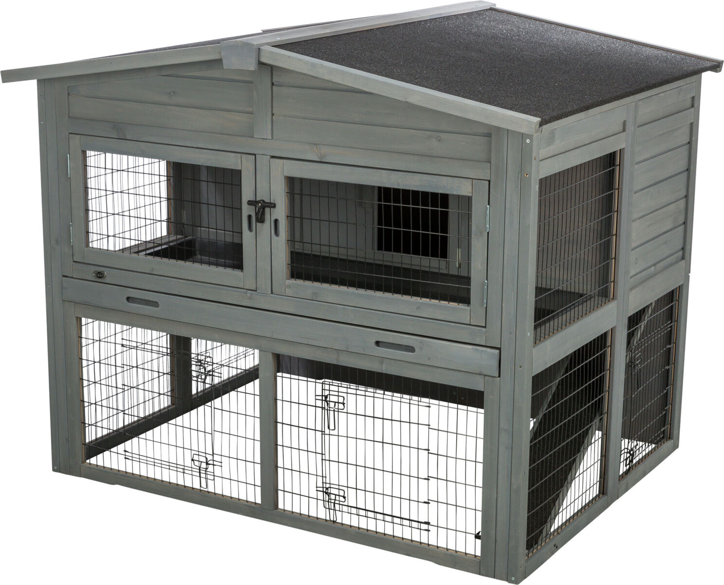 Kleintierstall XL, 2-stöckig, 135 × 115 × 112 cm, grau