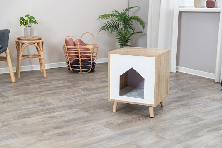 TRIXIE Höhle Isa, Holzoptik, 40 × 50 × 40 cm, hellbraun/weiß
