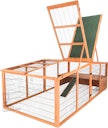 Vorschaubild Freilaufgehege XL m. Abdeckung, Holz, 233 × 79 × 116 cm, braun