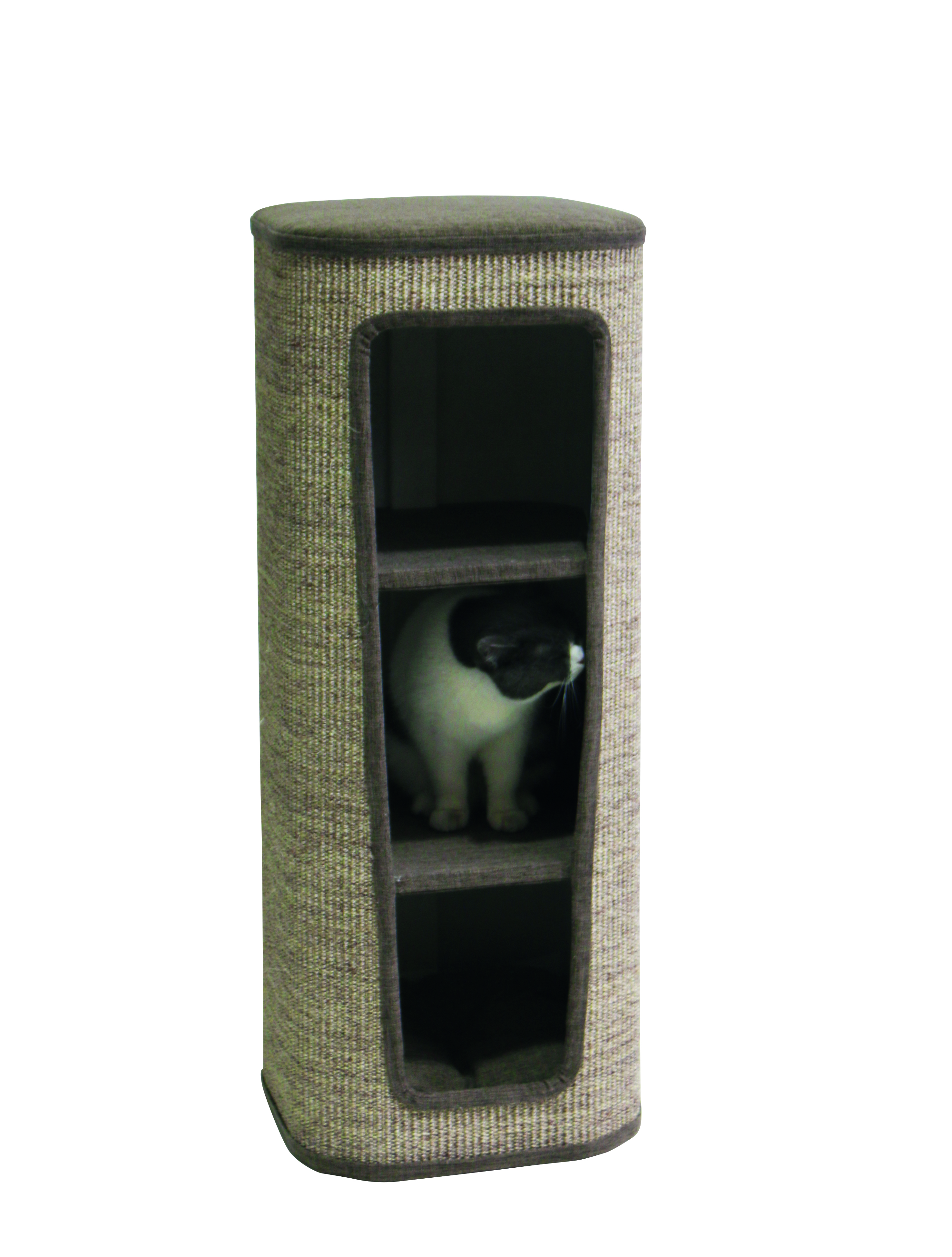 NOBBY Kratztonne "CAPTA III" braun Leinenoptik 38 x 38 x 98 cm