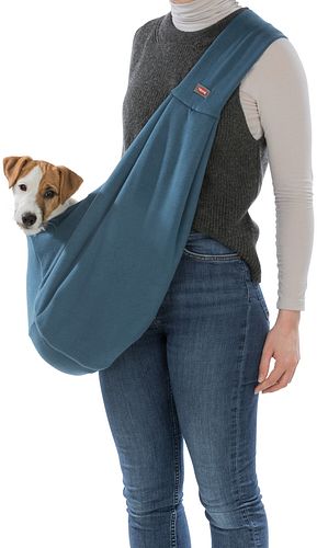 TRIXIE Fronttasche Soft, 22 × 20 × 60 cm, blau/hellgrau