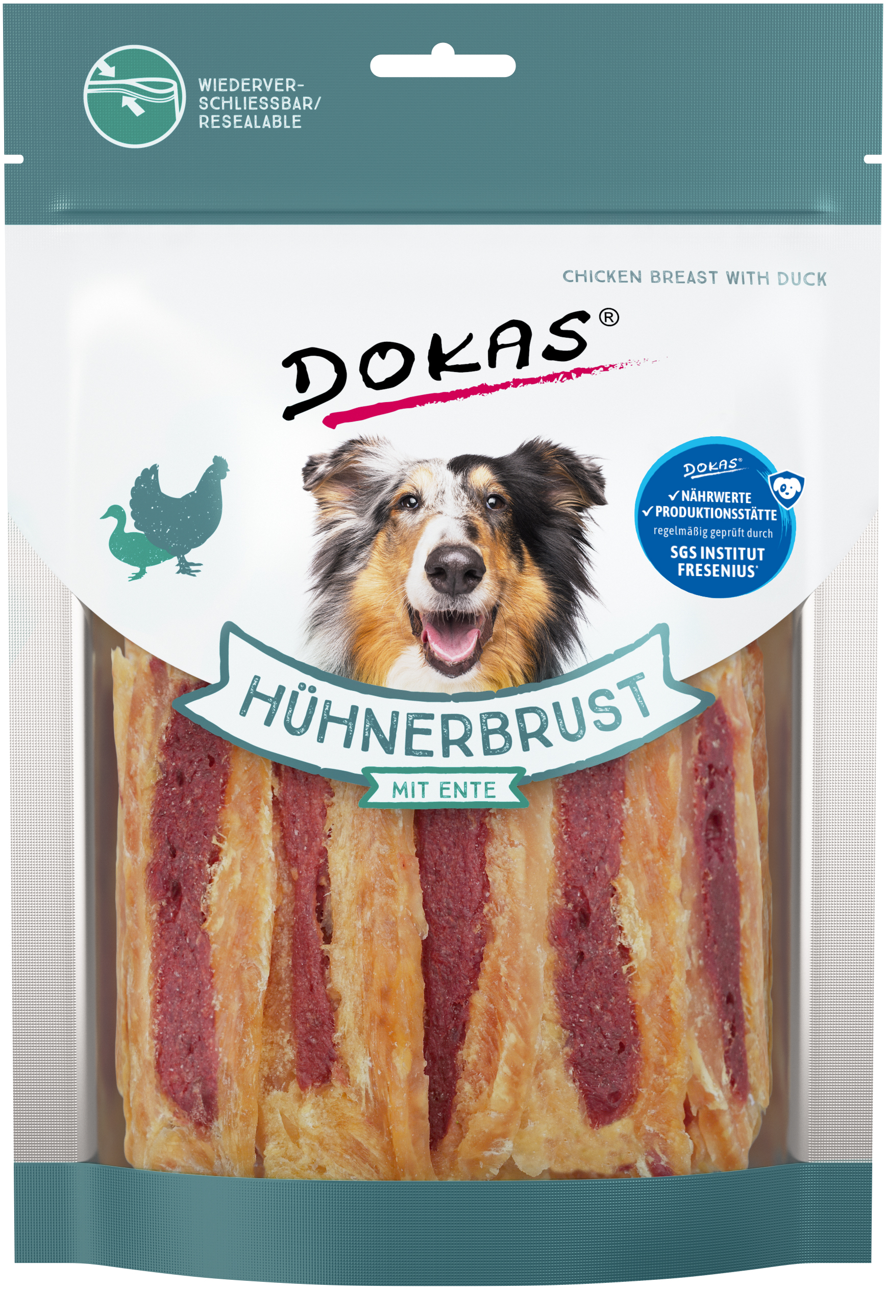 DOKAS Hühnerbrust mit Ente 220 Gramm Hundesnacks