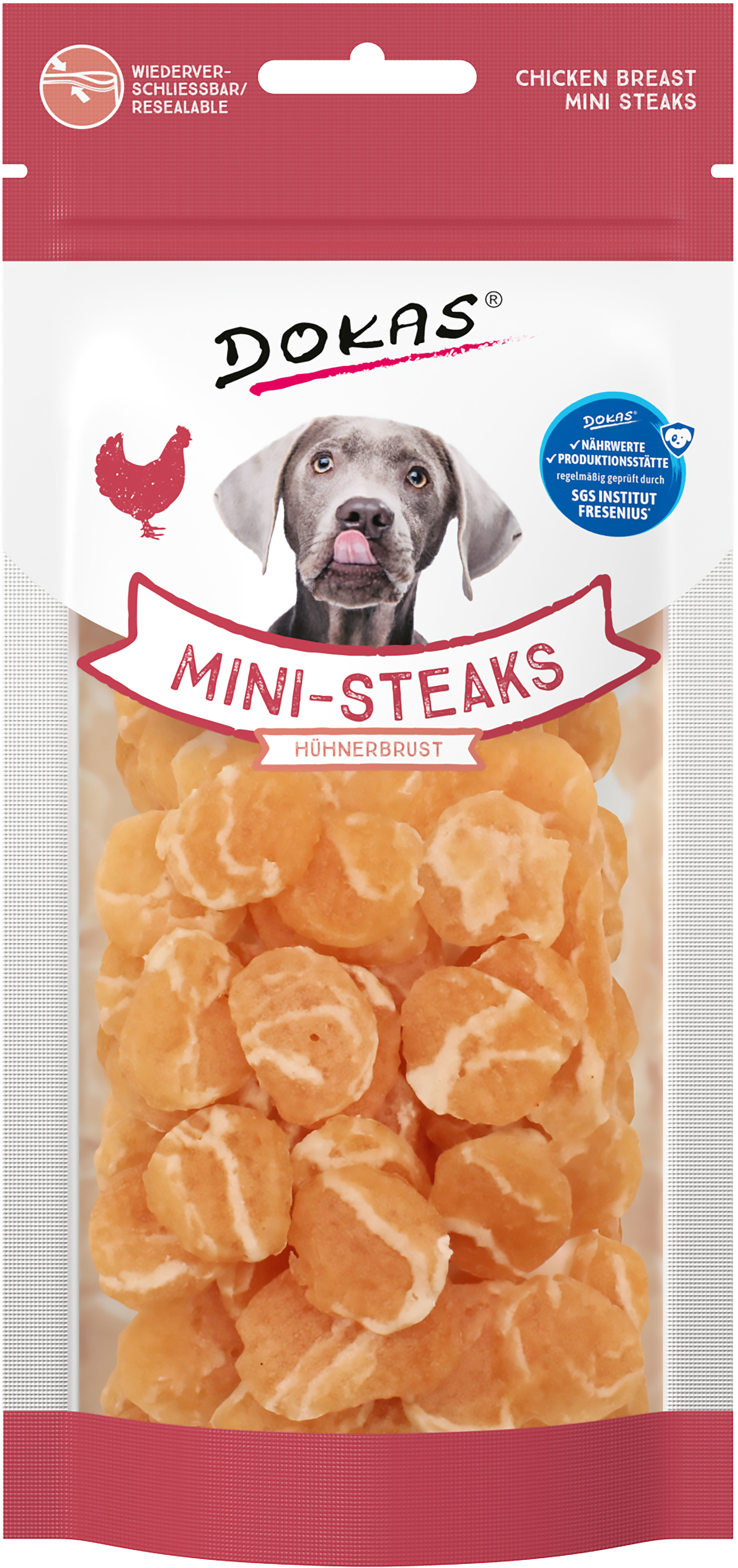 Dokas Hund Mini Steaks Hühnerbrust 50g